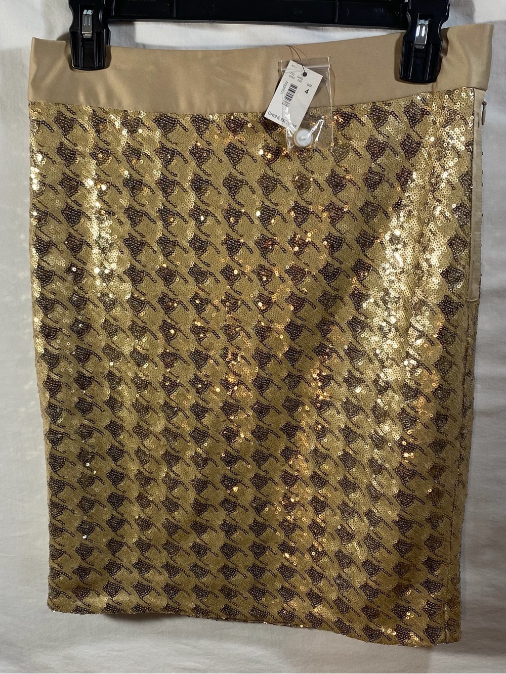 THE LIMITED Womens Sequin Gold Skirt NWT 4 Pencil Straight Glam